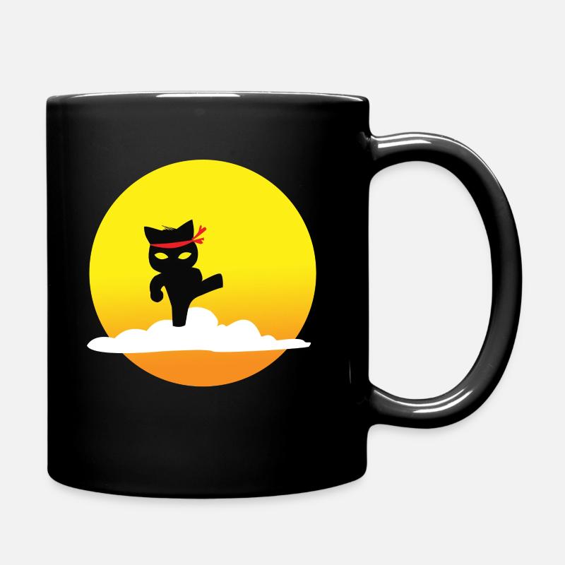 Katzen Ninja - Tasse einfarbig - Schwarz