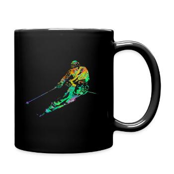 Skieur sports d'hiver vacances ski ski ski - Mug uni - noir - Droite