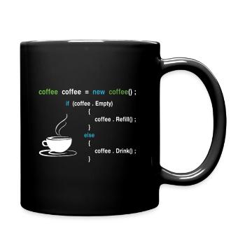 Kaffee Programmierer - Tasse einfarbig - Schwarz - Rechts