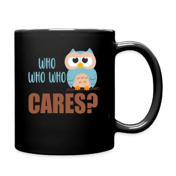Who cares owl owl owl - Full Colour Mug - black - Right