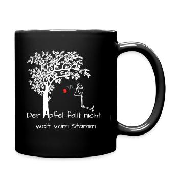 Apfel fällt nicht weit vom Stamm Spruch Witzig - Tasse einfarbig - Schwarz - Rechts