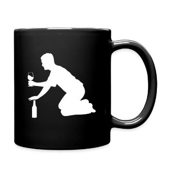 Auf der Such nach Alkohol Mann mit Weinglas - Tasse einfarbig - Schwarz - Rechts