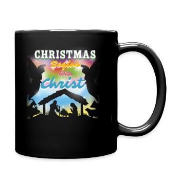 Weihnachten Christmas Begins with Christ Engel - Tasse einfarbig - Schwarz - Rechts