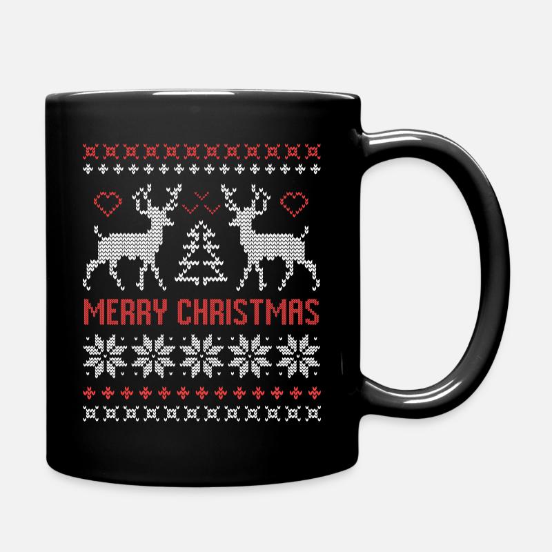 ugly Christmas Sweater Rentier Hirsch Jäger rot - Tasse einfarbig - Schwarz