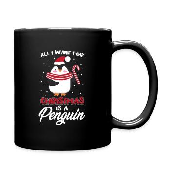 All i want for christmas is a penguin Weihnachten - Tasse einfarbig - Schwarz - Rechts