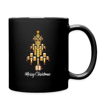 Merry Christmas Bier Weihnachtsbaum Weihnachten - Tasse einfarbig - Schwarz - Rechts