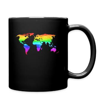 Carte du monde Couleurs colorées arc en ciel Coloré - Mug uni - noir - Droite
