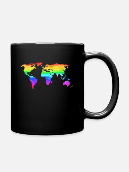 Carte du monde Couleurs colorées arc en ciel Coloré - Mug uni - noir
