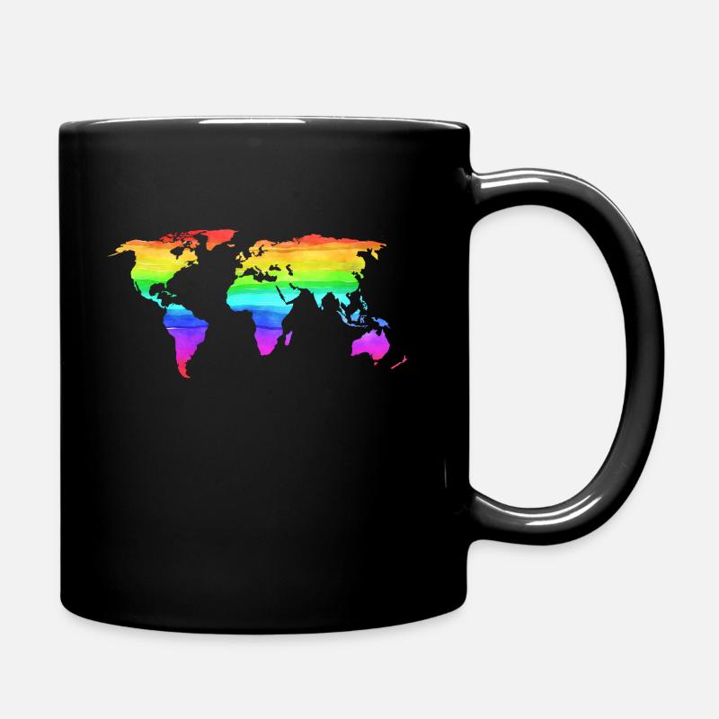 Carte du monde Couleurs colorées arc en ciel Coloré - Mug uni - noir