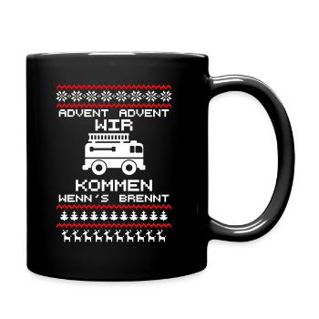 Advent Feuerwehr Lustig - Tasse einfarbig - Schwarz - Rechts