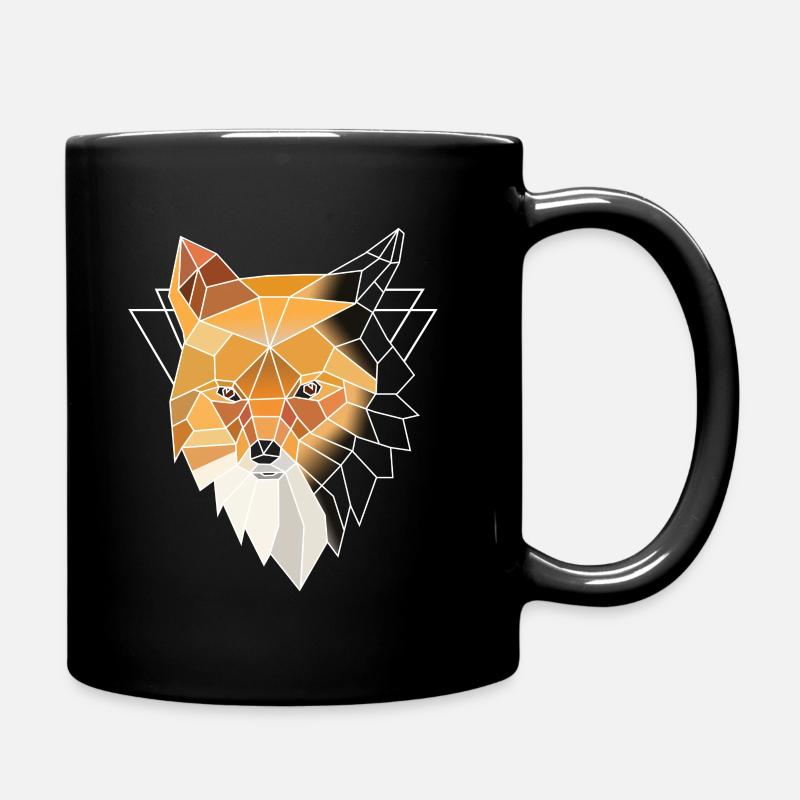 Orange polygonal fox - Full Colour Mug - black