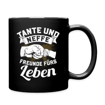 Tante und Neffe - Freunde fürs Leben - Tasse einfarbig - Schwarz - Rechts