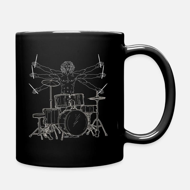 Vitruvian drummer - Full Colour Mug - black