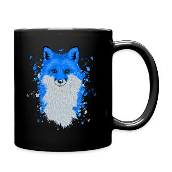 Blue fox forest animal - Full Colour Mug - black - Right