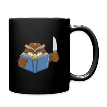 Lesen Eule Buchfans Lieblings Hobby Geschenk - Tasse einfarbig - Schwarz - Rechts