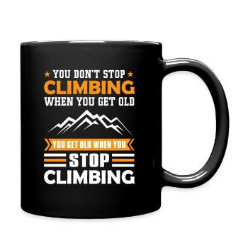 Mountaineering climb old pension saying - Full Colour Mug - black - Right