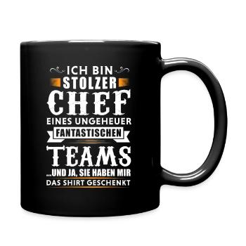 Stolzer Chef eines fantastischen Teams - Tasse einfarbig - Schwarz - Rechts