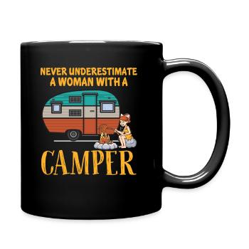 Never Underestimate A Woman With A Camper Funny - Full Colour Mug - black - Right