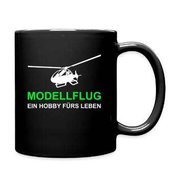 Modellbau Modellflug Hubschrauber - Tasse einfarbig - Schwarz - Rechts