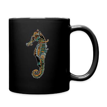 Mechanisches Seepferdchen Meerestier Motiv - Tasse einfarbig - Schwarz - Rechts