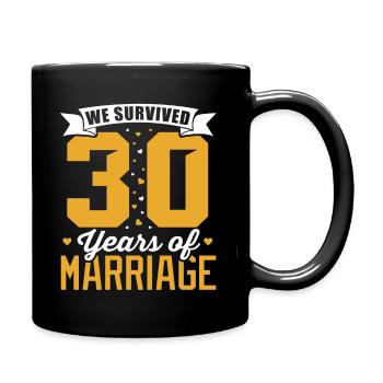 30 Years Married Anniversary Survives Wedding - Full Colour Mug - black - Right