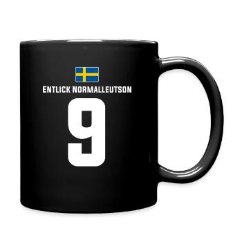 Schwedische Namen Fußball Sauf Mallorca Trikot - Tasse einfarbig - Schwarz - Rechts