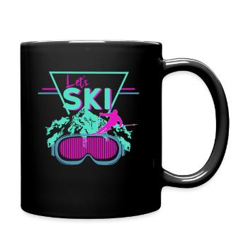 Retro Ski - Tasse einfarbig - Schwarz - Rechts
