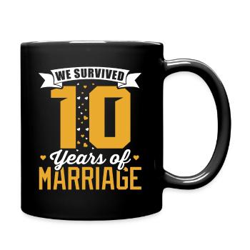 10 years married anniversary survives wedding - Full Colour Mug - black - Right