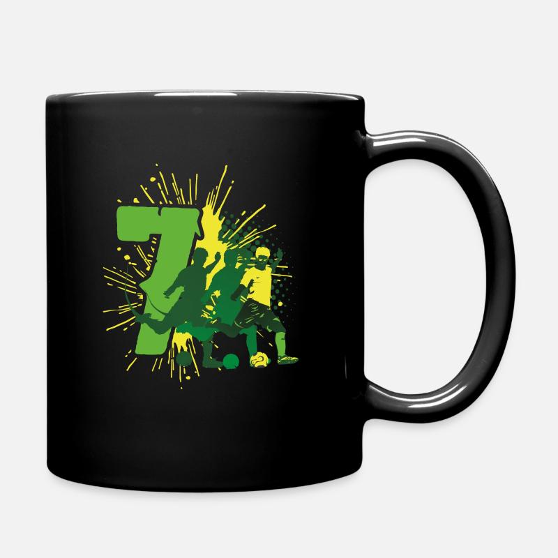Fußball 7. Geburtstag 7 Jahre - Tasse einfarbig - Schwarz