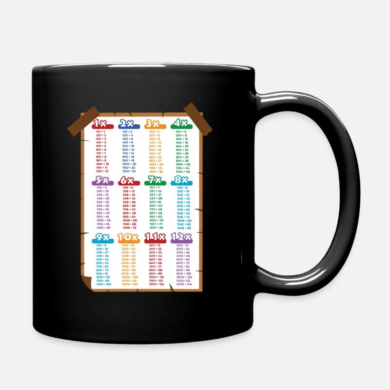 Multiplikation Tabelle - Tasse einfarbig - Schwarz