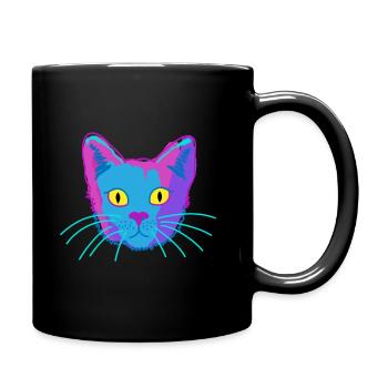 Cat, kitty, animal, funny, humor, animal, Fellnase - Full Colour Mug - black - Right