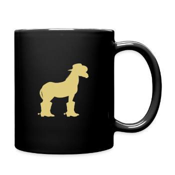 Line dance cowboy horse hat boots - Full Colour Mug - black - Right