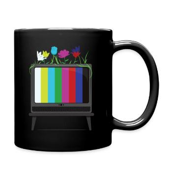 Blühendes Fernsehen - Tasse einfarbig - Schwarz - Rechts