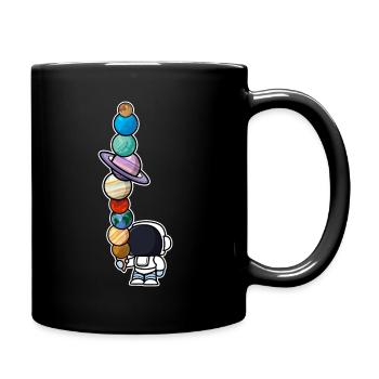 Astronaut Eis Essen Planeten - Tasse einfarbig - Schwarz - Rechts