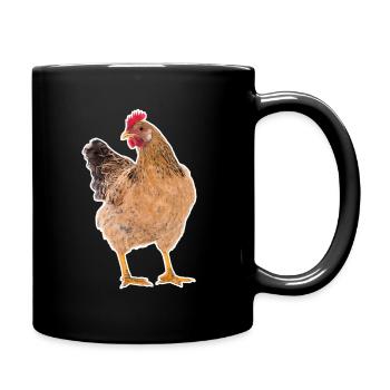 Chicken Rooster Animal Farm Realistic Funny - Full Colour Mug - black - Right
