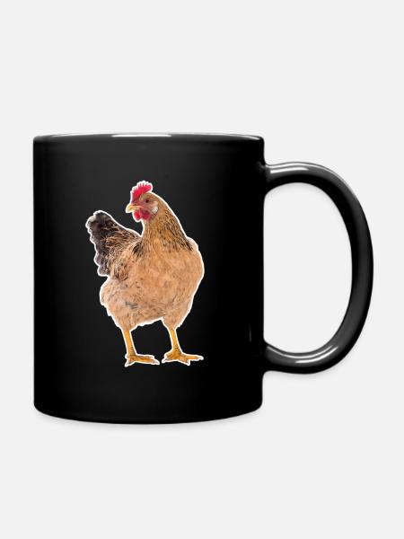 Huhn Hahn Tier Bauernhof Realistisch Funny - Tasse einfarbig - Schwarz