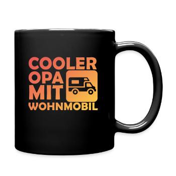 Cooler Opa Mit Wohnmobil Camping Geschenk für Opa - Tasse einfarbig - Schwarz - Rechts