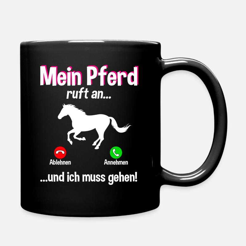 Lustiges Pferde Pferd Reiten Reiterin Geschenk - Tasse einfarbig - Schwarz