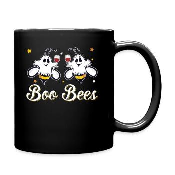 Boo Bees Wine Drinking Funny Halloween Bee Lovers - Full Colour Mug - black - Right