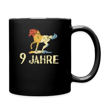 Geburtstag Pferd Reiten 9 Jahre Pferde Geschenk - Tasse einfarbig - Schwarz - Rechts