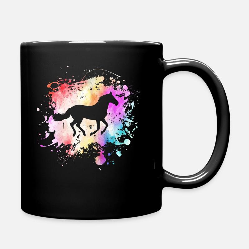 Pferd Im Farbklecks I Reiten Kunst Farbspritzer - Tasse einfarbig - Schwarz