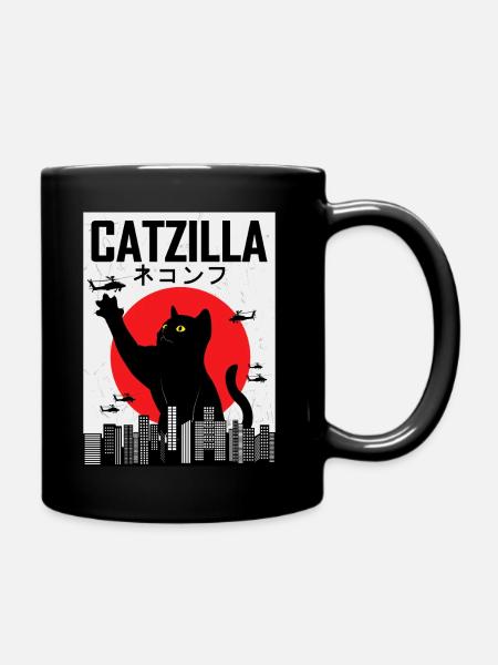CATZILLA Katze Cat Kitty Japan Vintage Geschenk - Tasse einfarbig - Schwarz