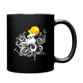 Client house building multitasking octopus octopus hard hat - Full Colour Mug - black - Right