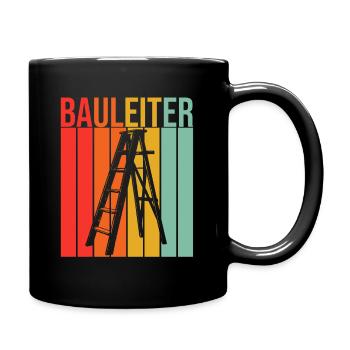 Retro Bauleiter Baustellen Baustelle Geschenk - Tasse einfarbig - Schwarz - Rechts