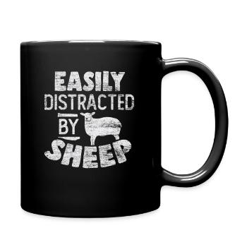 Schafe Hirte Bauer - Tasse einfarbig - Schwarz - Rechts