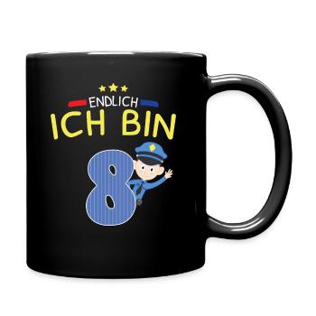 8.Geburtstag Junge Polizist Kind Polizei Geschenk - Tasse einfarbig - Schwarz - Rechts