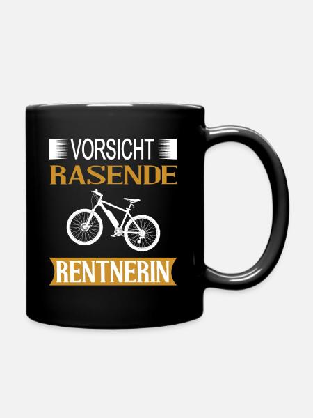 Rentnerin E-Bike Radfahrerin - Tasse einfarbig - Schwarz