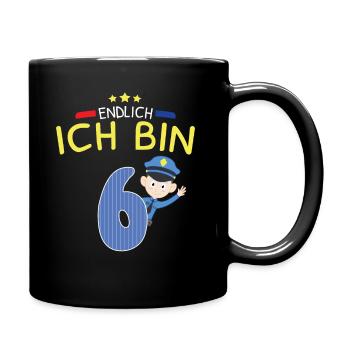 6.Geburtstag Polizei Junge Kinder Schule Geschenk - Tasse einfarbig - Schwarz - Rechts