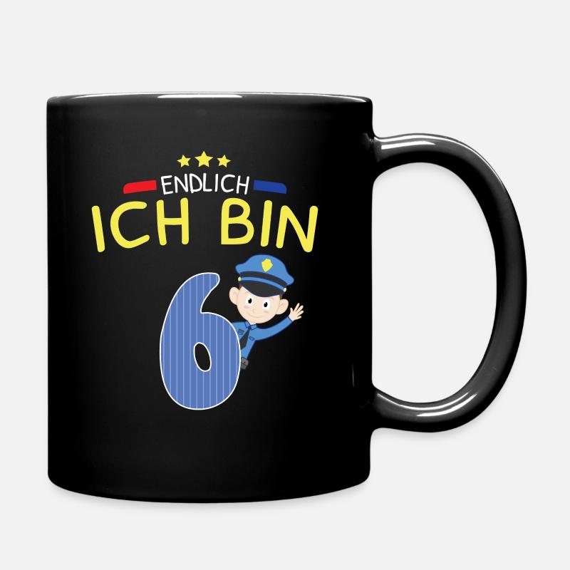 6.Geburtstag Polizei Junge Kinder Schule Geschenk - Tasse einfarbig - Schwarz