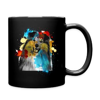 Sheltie Watercolors Colorful - Full Colour Mug - black - Right